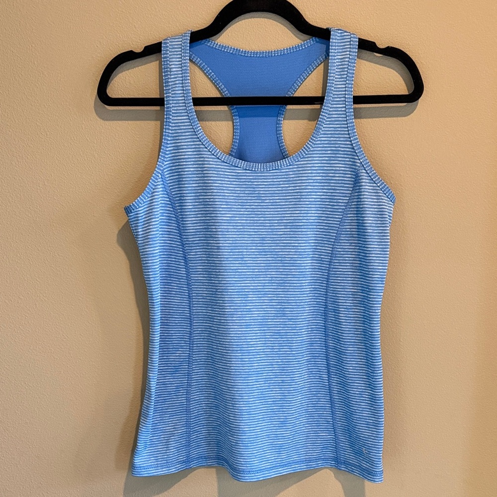 Danskin Light Blue Striped Tank Top